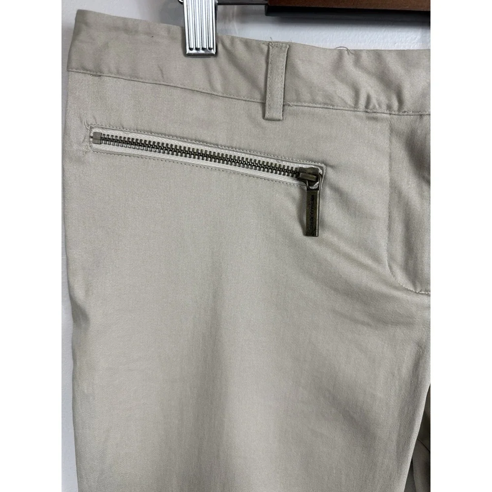 Michael Kors Pants Womens Sz 10 Tan Zip Pocket Slim Ankle Stretch Preppy Classic